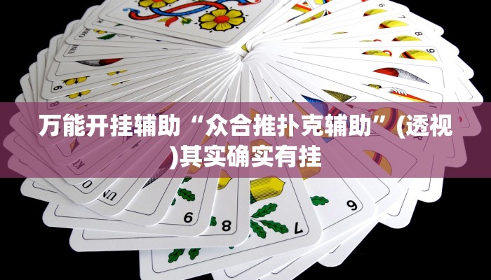 万能开挂辅助“众合推扑克辅助”(透视)其实确实有挂