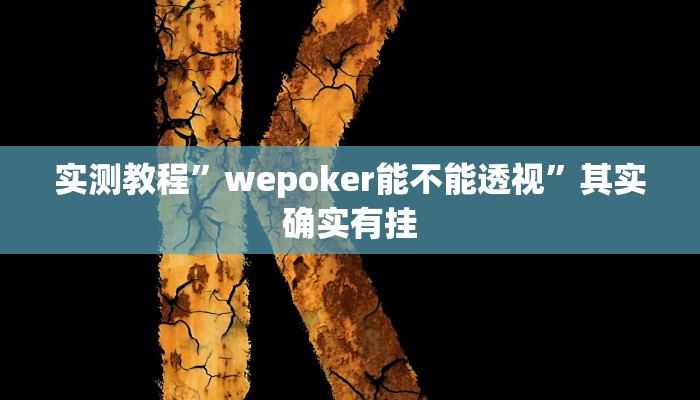 实测教程”wepoker能不能透视”其实确实有挂