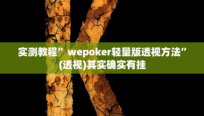 实测教程”wepoker轻量版透视方法”(透视)其实确实有挂