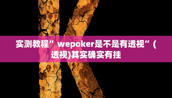 实测教程”wepoker是不是有透视”(透视)其实确实有挂