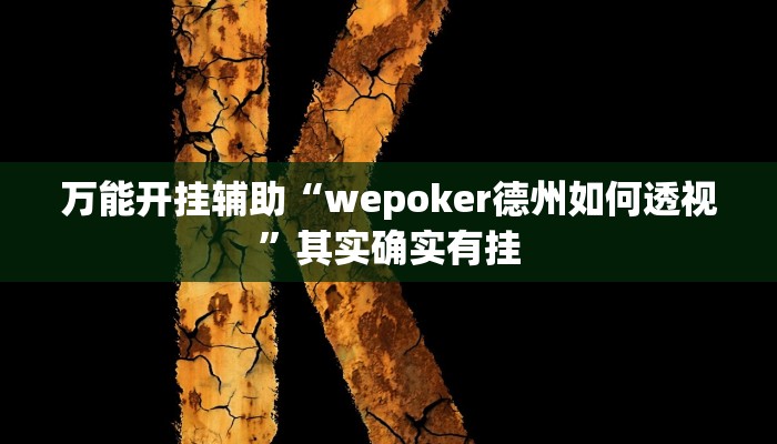 万能开挂辅助“wepoker德州如何透视”其实确实有挂