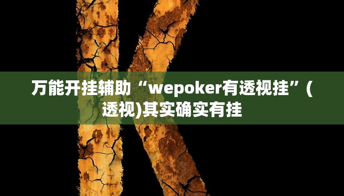 万能开挂辅助“wepoker有透视挂”(透视)其实确实有挂