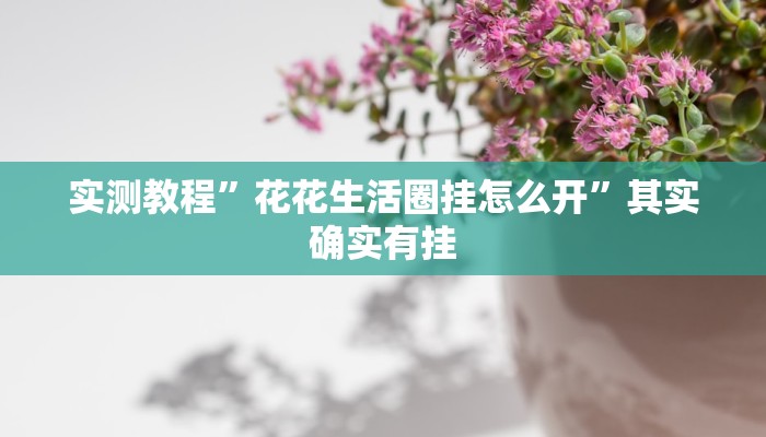实测教程”花花生活圈挂怎么开”其实确实有挂