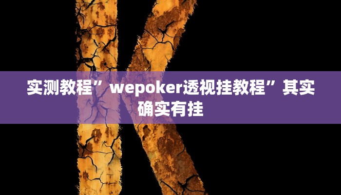 实测教程”wepoker透视挂教程”其实确实有挂