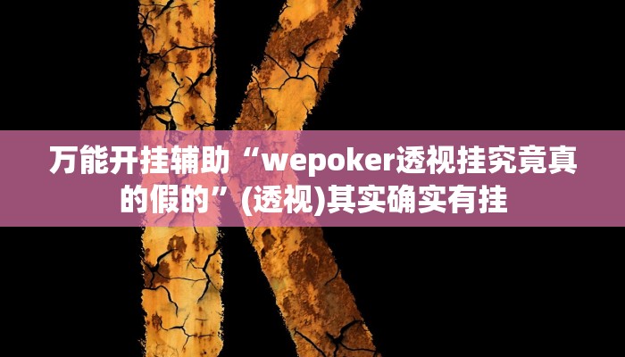 万能开挂辅助“wepoker透视挂究竟真的假的”(透视)其实确实有挂
