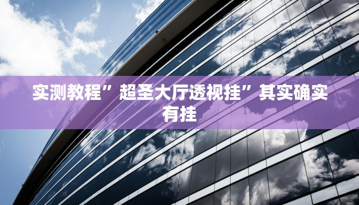 实测教程”超圣大厅透视挂”其实确实有挂